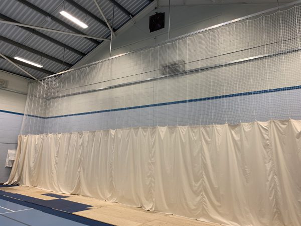 Sports hall bowler end netting