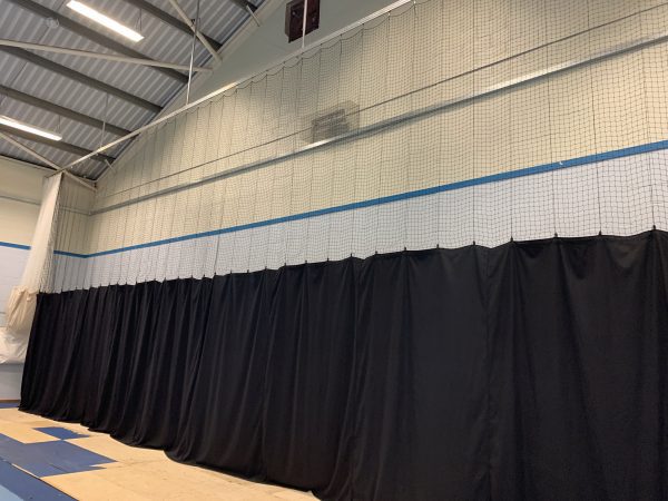 Sports hall bowler end netting